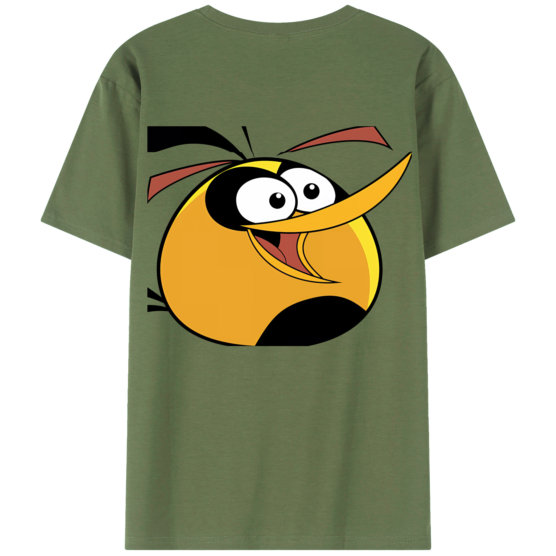 （画像用） Angry Birds アングリーバード 綿100％ メンズ半袖Tシャツ（バックプリント） 通気性